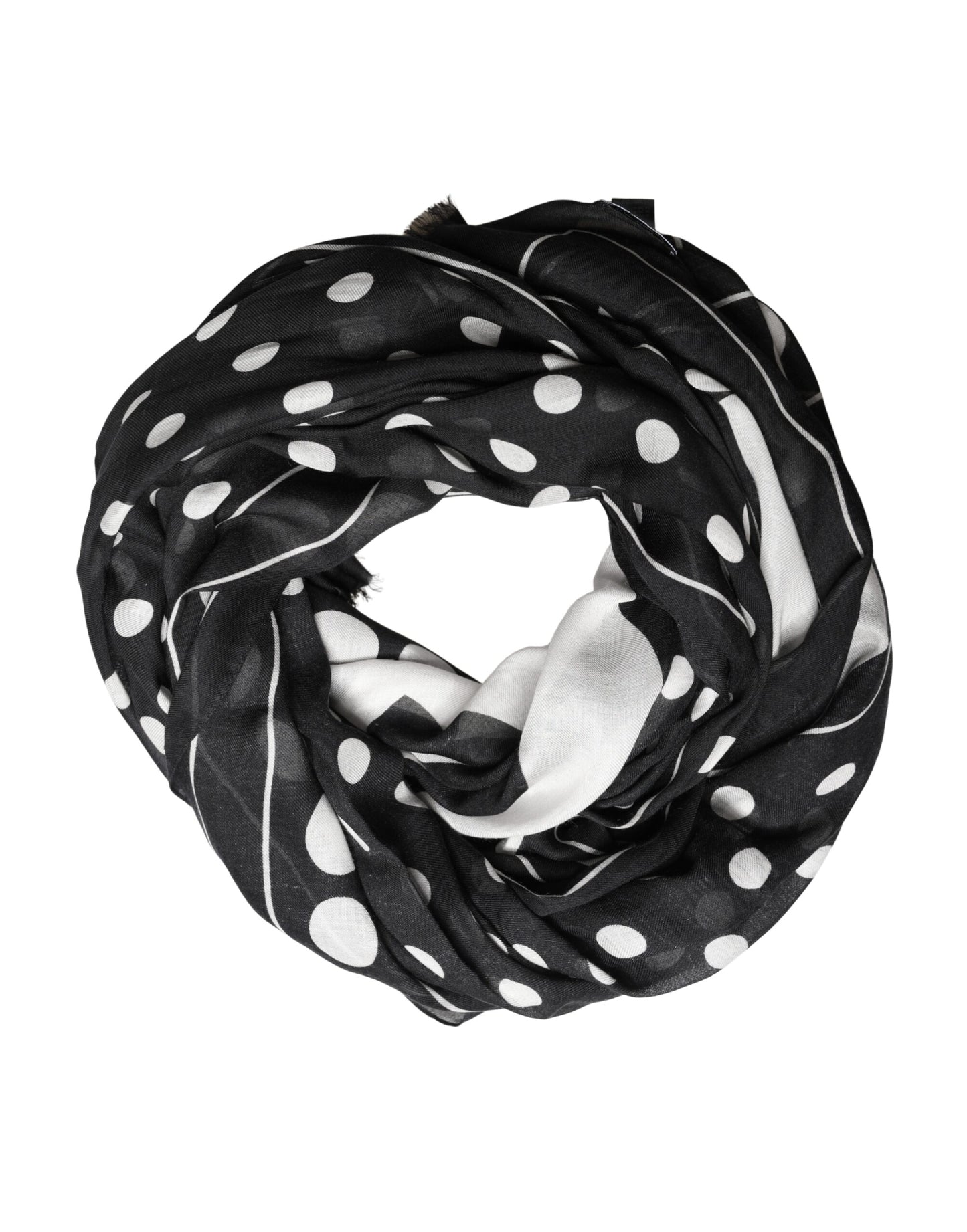 Black White Polka Dot Logo Stole Wrap 188cm x 116cm Scarf