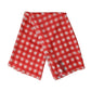White Red Check Silk Wrap Foulard 118cm x 118cm Scarf