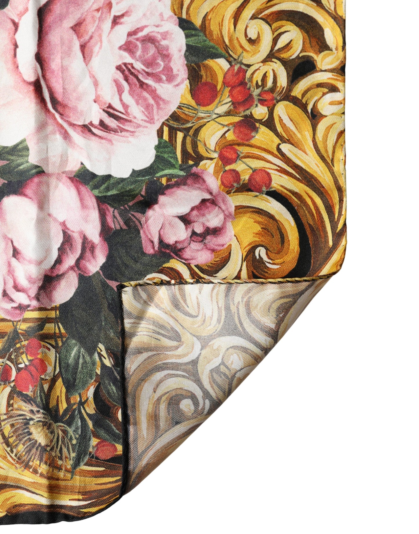 Multicolor Floral Silk Square Foulard 63cm x 61cm Scarf