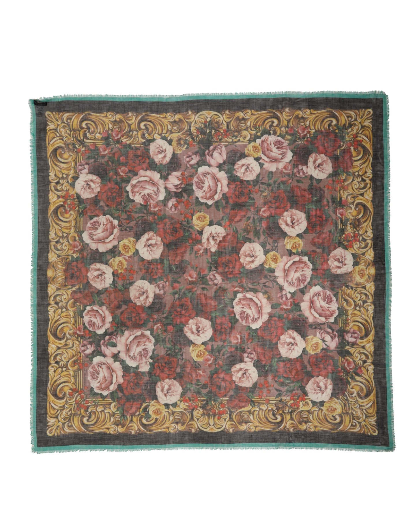 Multicolor Floral Cashmere Square Stole  Scarf
