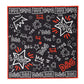Black White Red DG Crown Cotton Foulard 47cm x 46cm Scarf
