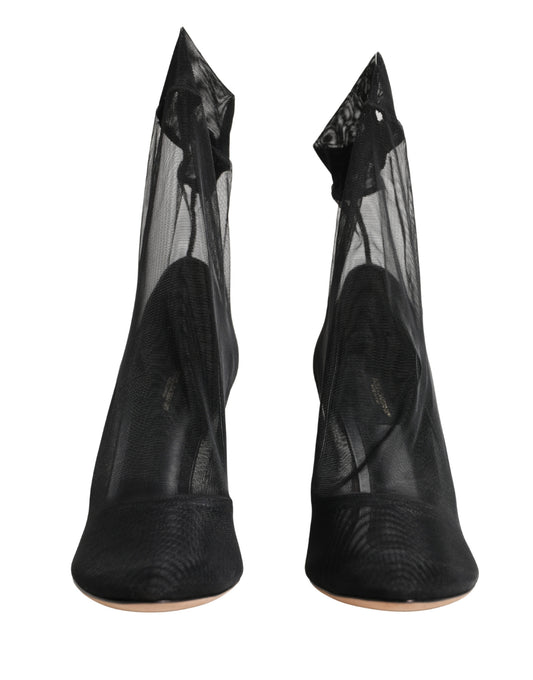 Black Nylon Stretch Mesh Sock Boots Shoes