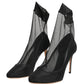 Black Nylon Stretch Mesh Sock Boots Shoes