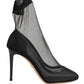 Black Nylon Stretch Mesh Sock Boots Shoes