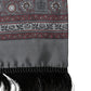Grey Red Silk Medallion Print Neck Wrap Scarf