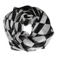 Black White Check Silk Wrap Foulard 133cm x 132cm Scarf