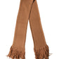 Brown Viscose Knitted Neck Wrap Fringes 266cm x20cm Scarf