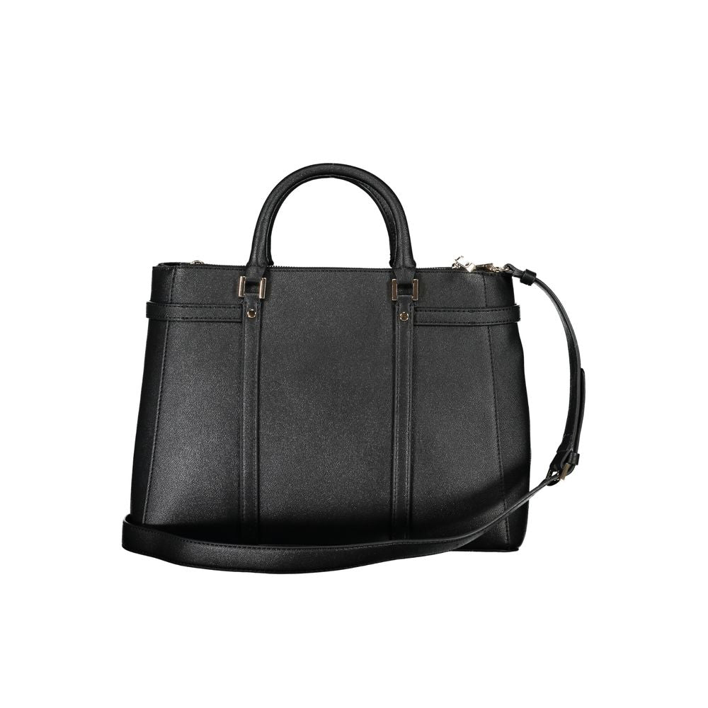 Black Polyurethane Women Handbag