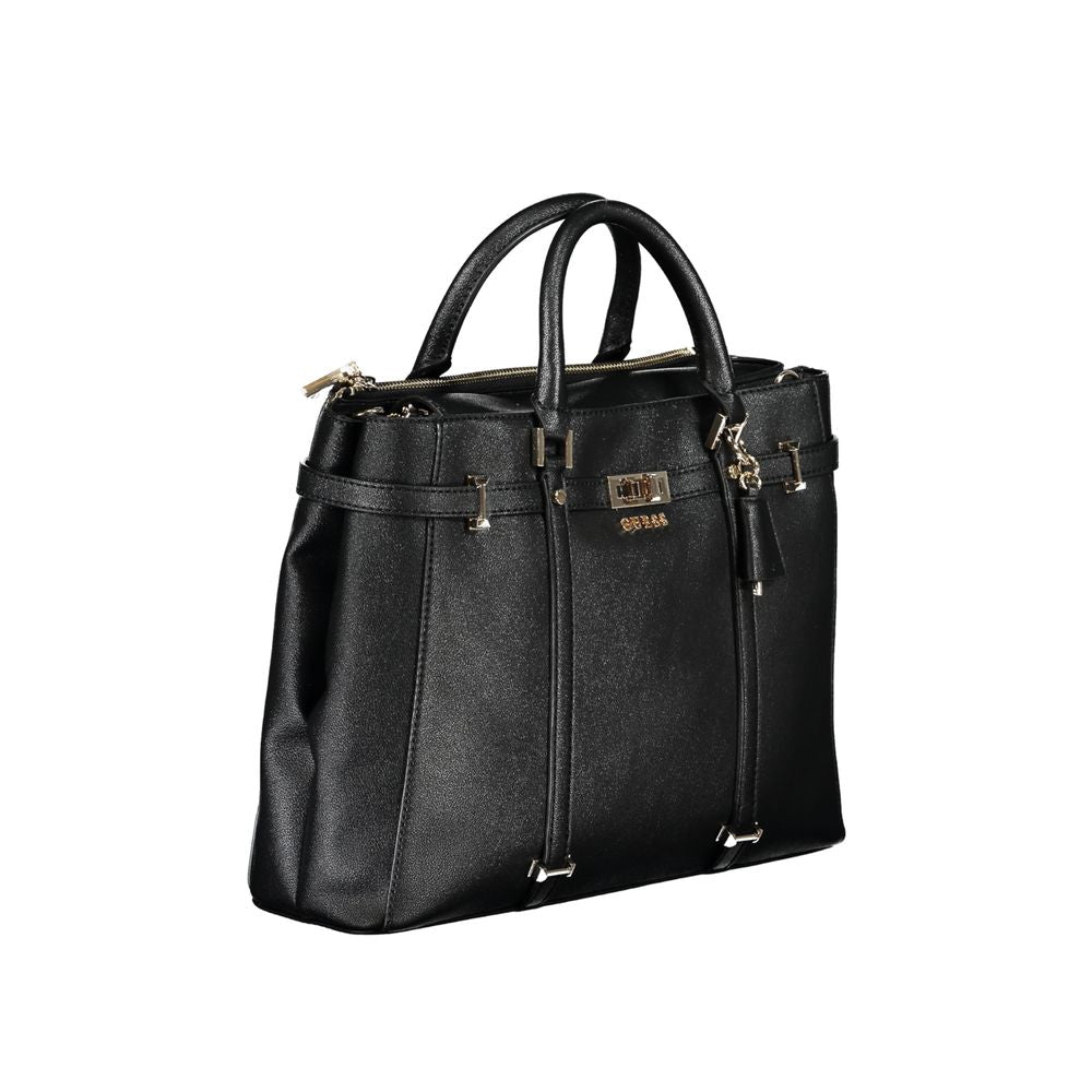 Black Polyurethane Women Handbag