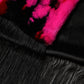 Pink Black Faux Fur Neck Wrap Fringes 200cm x 59cm Scarf