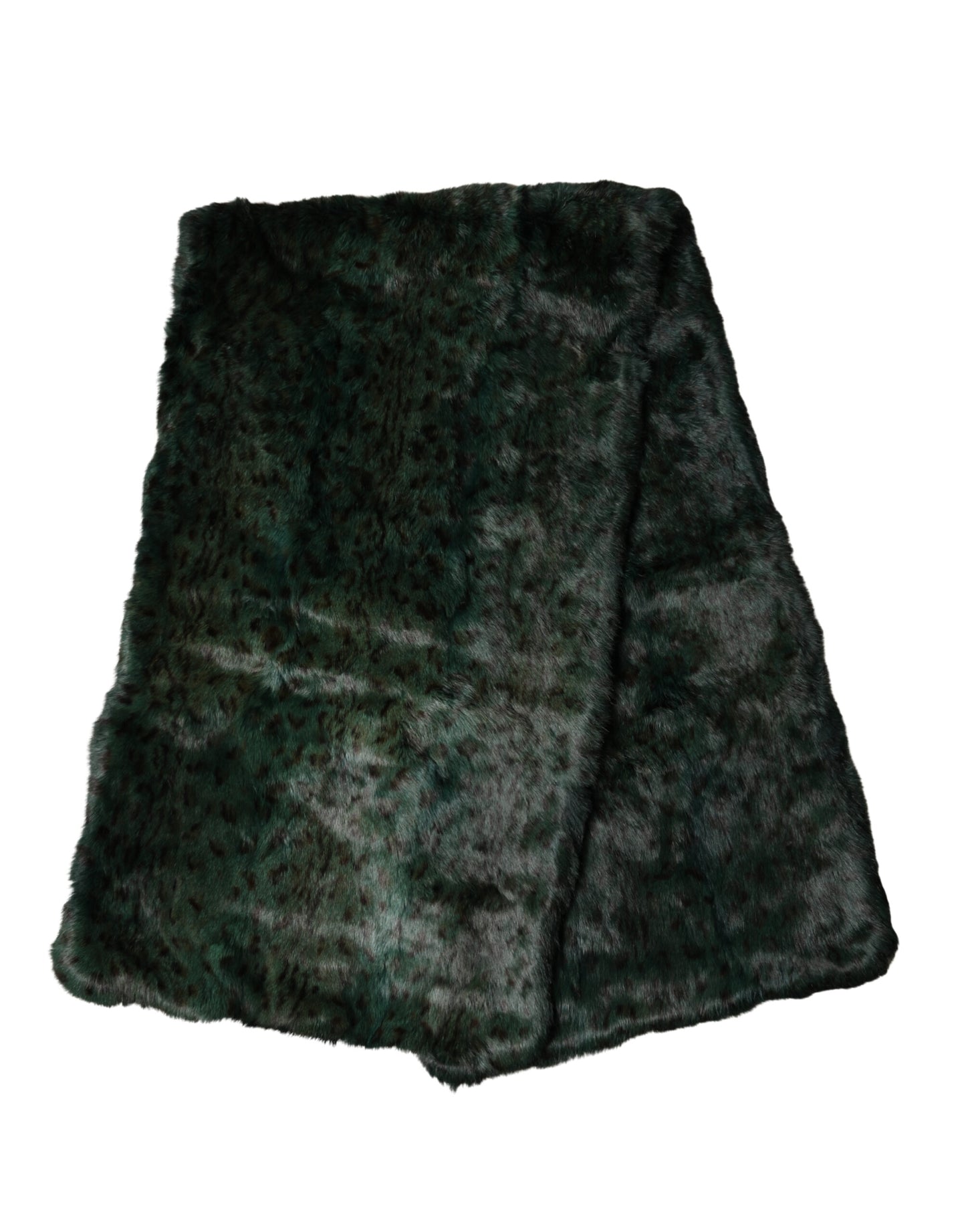 Black Green Stripe Fur Shawl Neck Wrap 180cm x49cm  Scarf