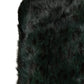 Black Green Stripe Fur Shawl Neck Wrap 180cm x49cm  Scarf