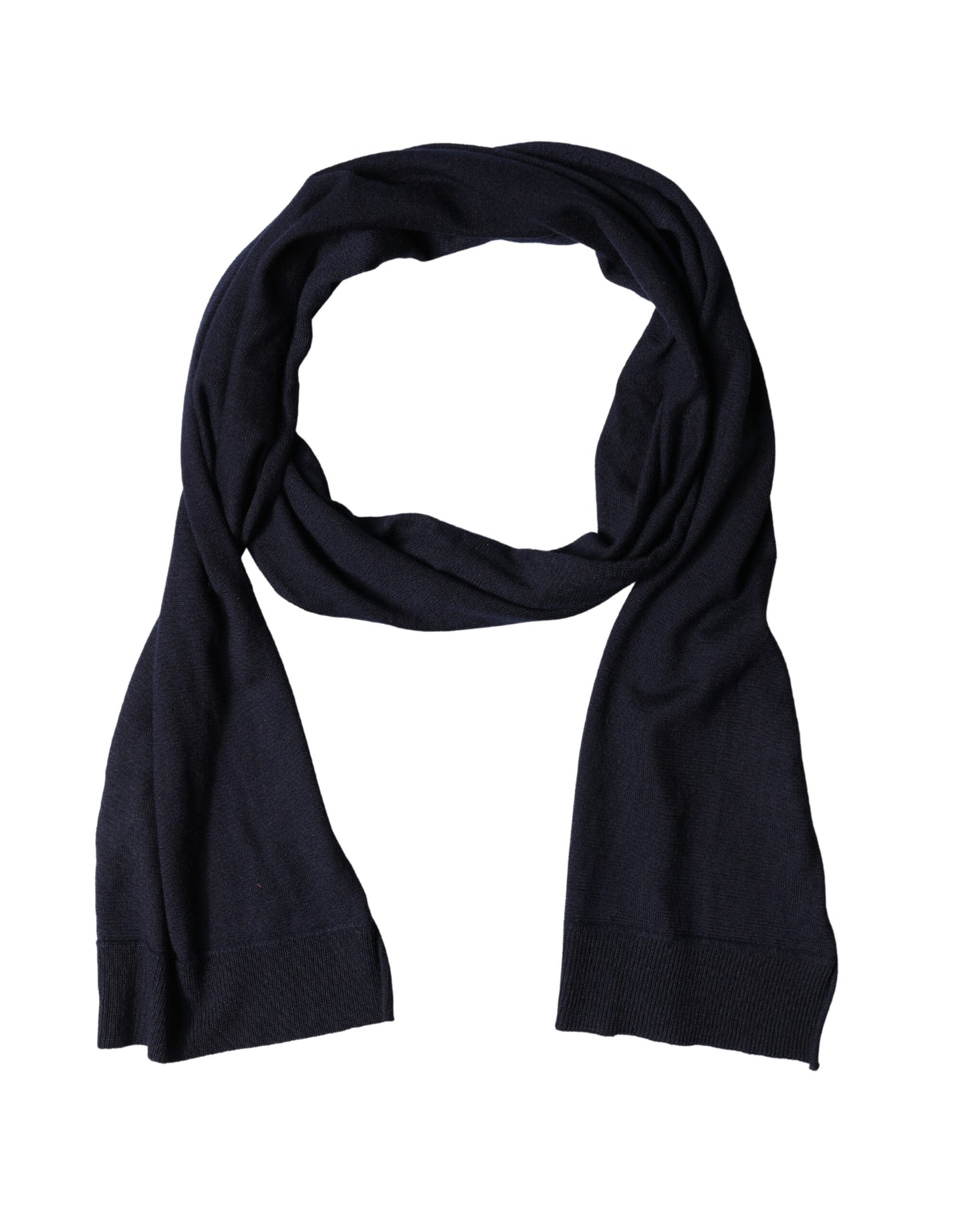 Black Wool Knitted Shawl Neck Wrap 200cm x 25cm  Scarf
