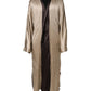 Beige Silk Satin Long Coat Robe Jacket