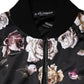Black Floral Polyester Full Zip Bomber Jacket