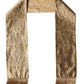 Gold Baroque Pattern Silk Blend Fringed 140cm X 15cm Scarf