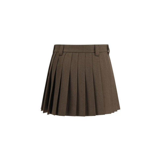 Brown Cotton Mini Skirt