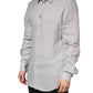 Gray GOLD Linen Long Sleeves Dress Men Shirt