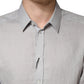 Gray GOLD Linen Long Sleeves Dress Men Shirt