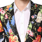 Black Floral Single Breasted MARTINI 2 Piece Suit