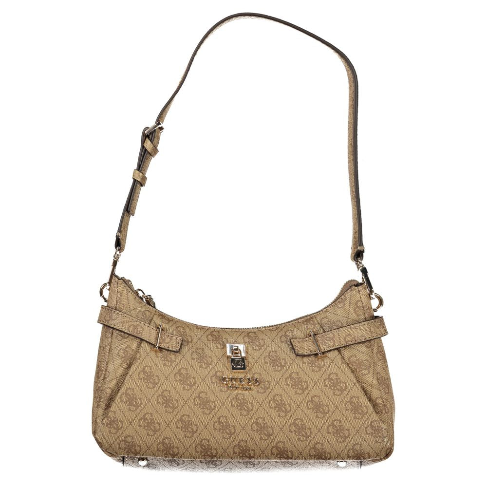 Beige Polyurethane Women Handbag