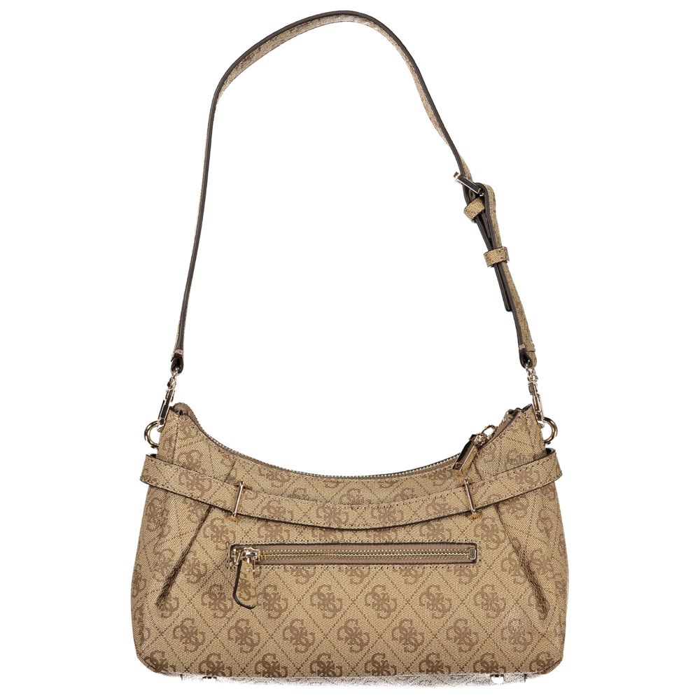 Beige Polyurethane Women Handbag