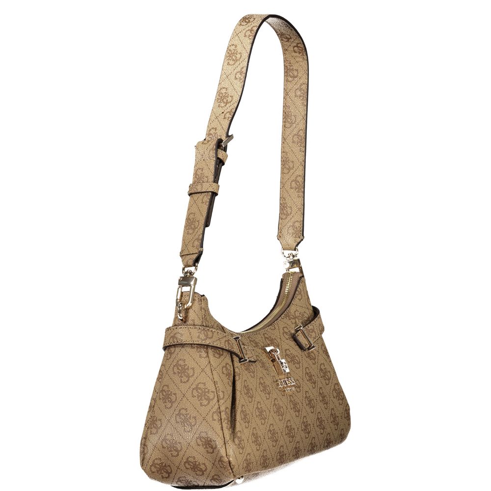Beige Polyurethane Women Handbag