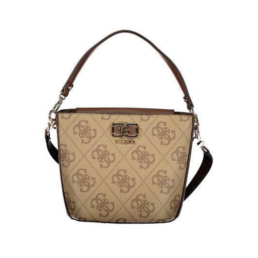 Brown Polyurethane Women's Handbag