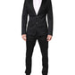 Black Cotton Single Breasted 2 Piece Suit