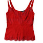 Red Silk Floral Lace Lingerie Top Underwear