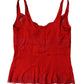 Red Silk Floral Lace Lingerie Top Underwear
