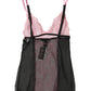 Black Pink Floral Lace Lingerie Top Underwear