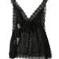 Black Silk Floral Lace Lingerie Top Underwear