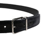 Black Suede Silver Tone Metal Buckle Men Belt