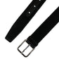 Black Suede Silver Tone Metal Buckle Men Belt