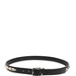 Black Leather Studded Silver Tone Buckle Belt