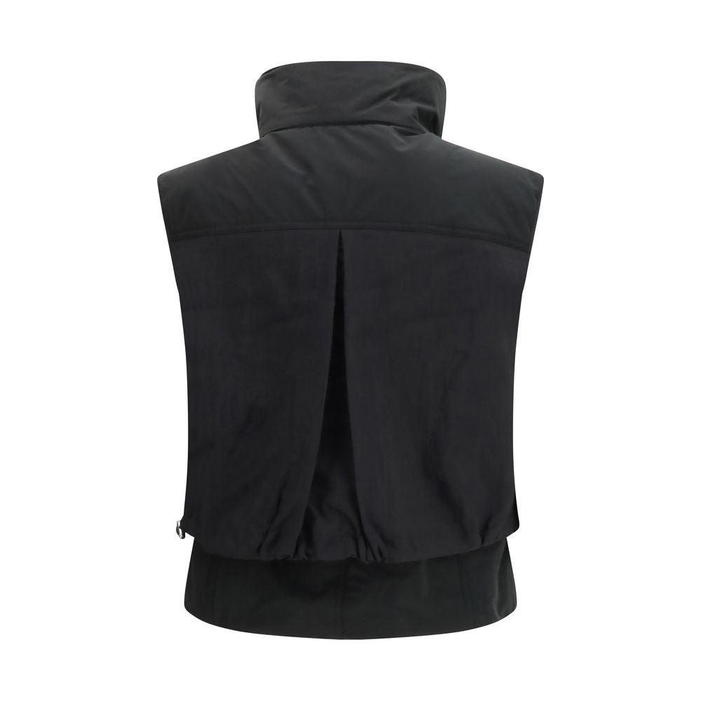 Black Nylon Sleveless Jacket