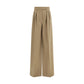 Beige Wool Casual Pants