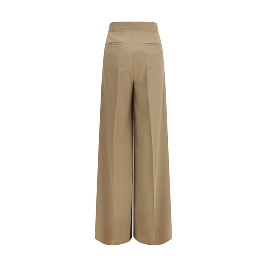 Beige Wool Casual Pants