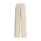 Beige Silk Casual Pants