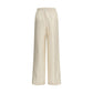 Beige Silk Casual Pants