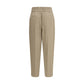 Beige Viscose Casual Pants