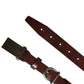 Brown Leather Logo Metal Buckle Men Belt