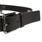 Black Leather Silver Chain Waist Men Belt