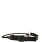 Black Leather Silver Chain Waist Men Belt