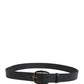 Black Calf Leather Silver Metal Buckle Belt
