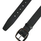 Black Calf Leather Silver Metal Buckle Belt
