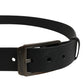 Black Calf Leather Gold Metal Buckle  Belt