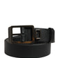 Black Calf Leather Gold Metal Buckle Belt