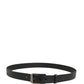 Black Calf Leather Silver Metal Buckle Belt